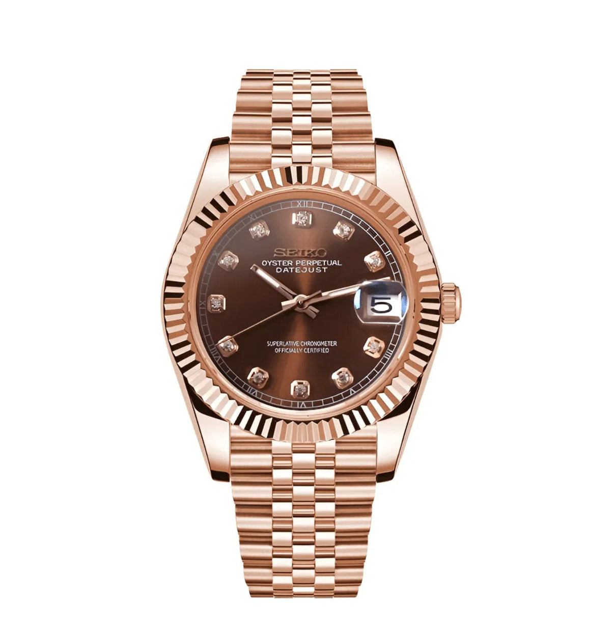 Chocolate Crystals Rose Gold Dress Watch