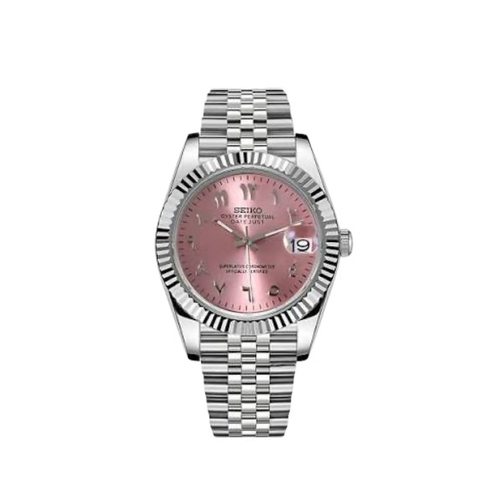 Pink Arabic Dial Dress Watch